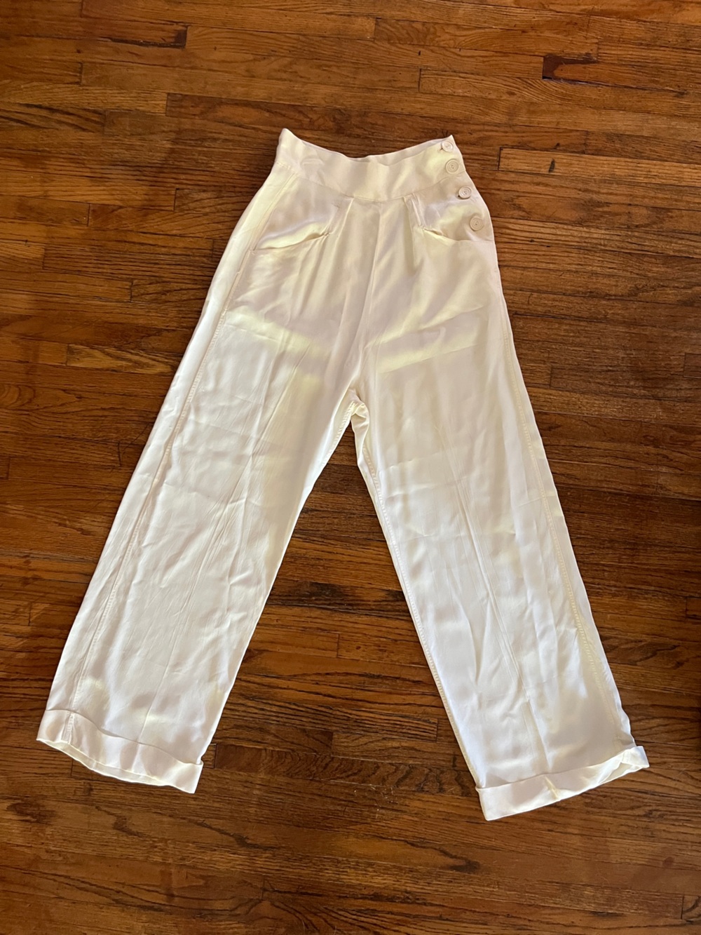 1940s ivory rayon high waisted pants